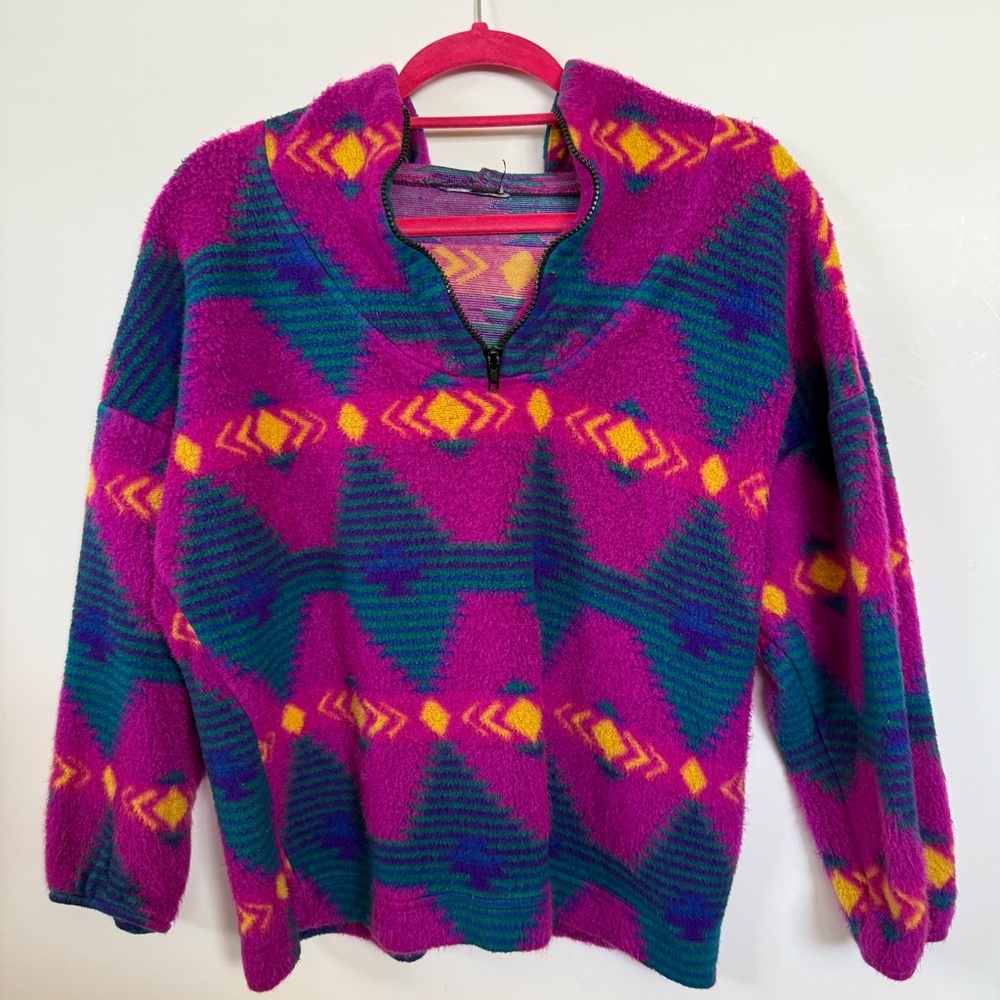 Vintage Pink and Teal Women's Sweater Pullover